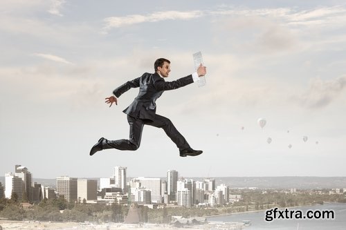 Collection jump businessman conceptual illustration 25 HQ Jpeg