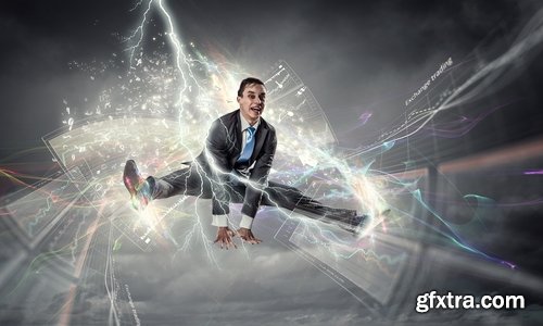 Collection jump businessman conceptual illustration 25 HQ Jpeg