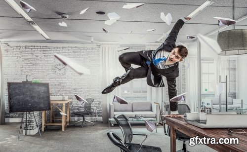 Collection jump businessman conceptual illustration 25 HQ Jpeg