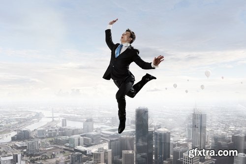 Collection jump businessman conceptual illustration 25 HQ Jpeg