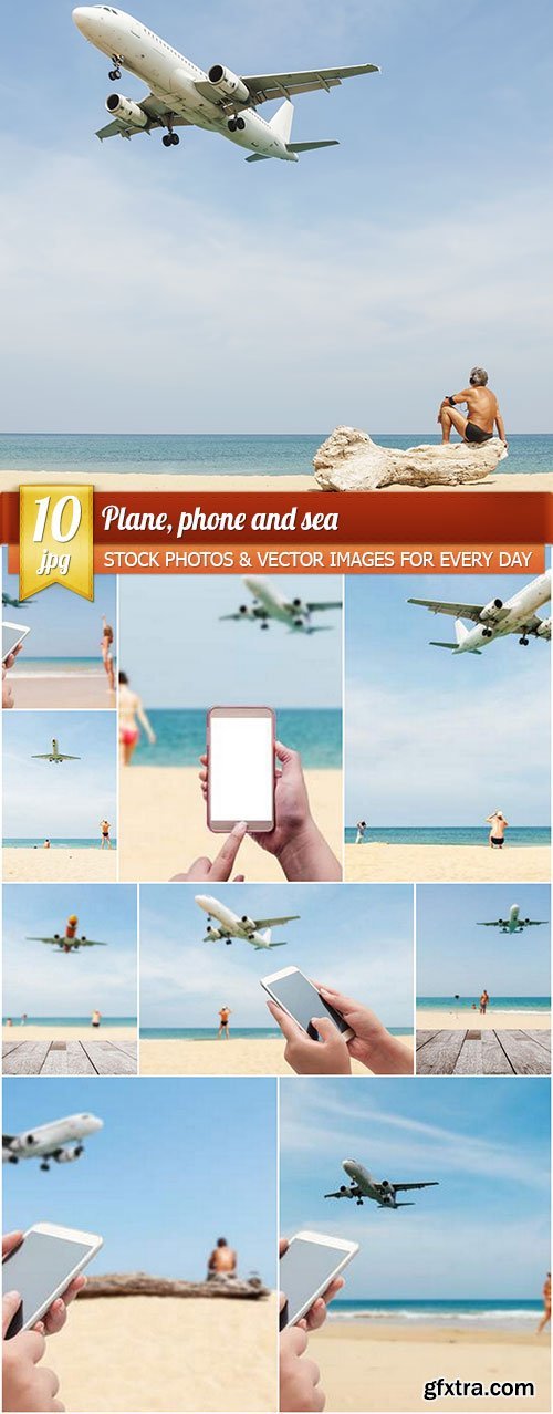 Plane, phone and sea, 10 x UHQ JPEG