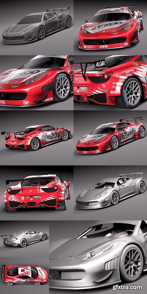 3d Model Ferrari 458 GT3 Race Car 2014