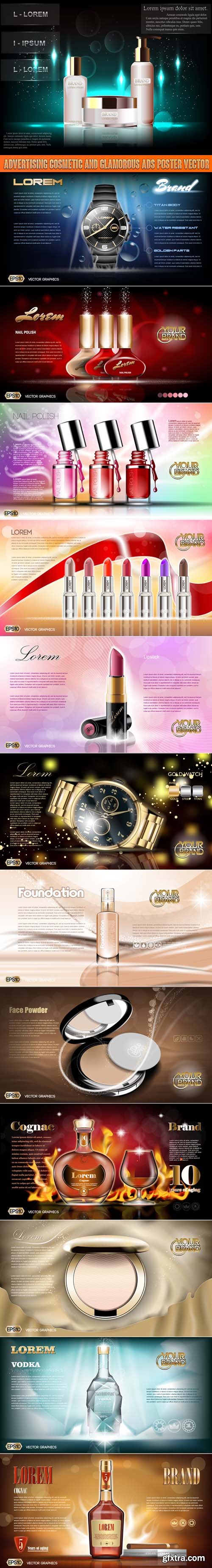 Advertising Cosmetic and Glamorous ads Poster vector