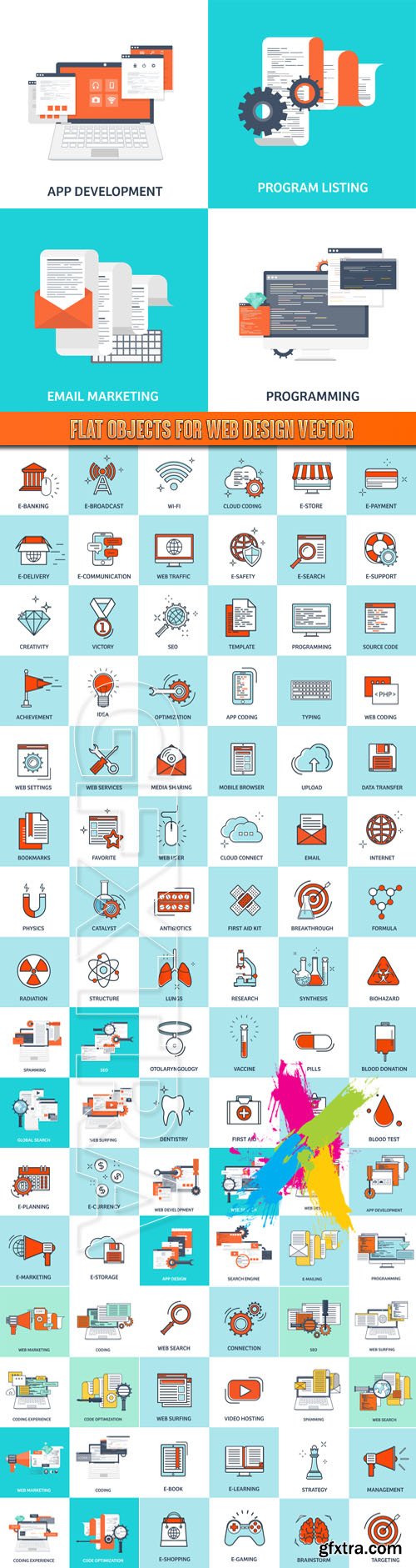 Flat objects for web design vector