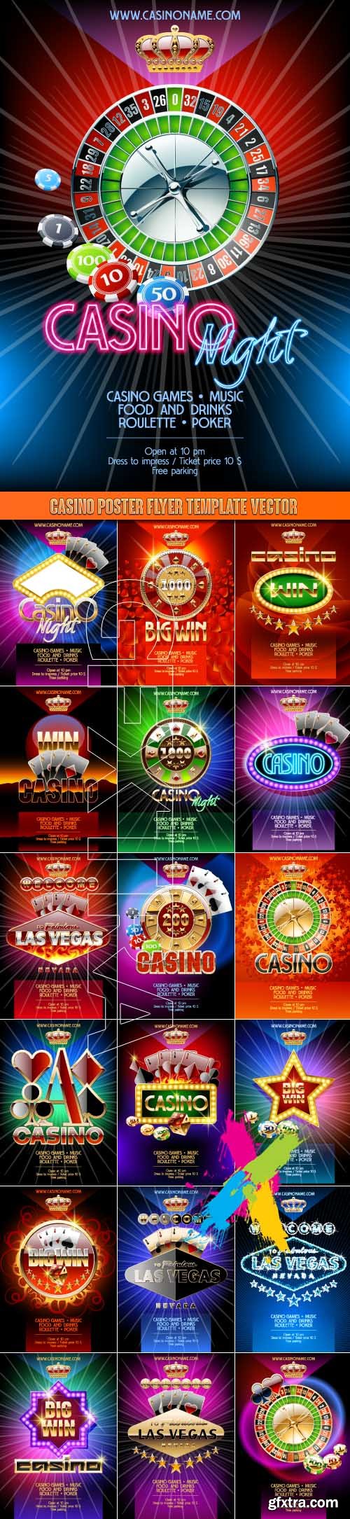 Casino poster flyer template vector