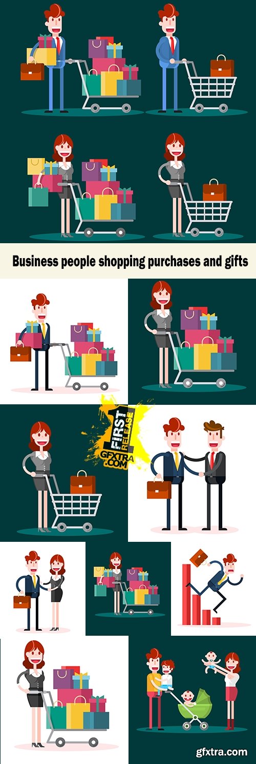 Business people shopping purchases and gifts