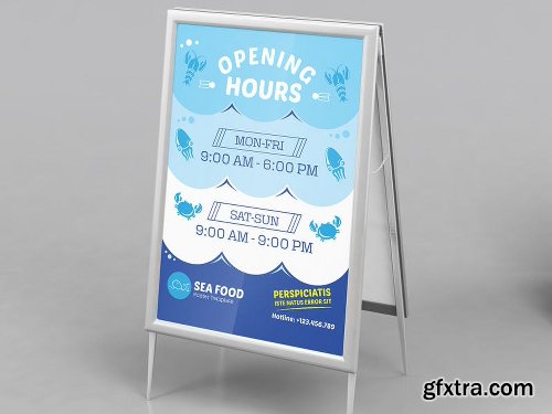 Graphicriver Seafood Restauran - Open hours/ RollUp Template 12370817