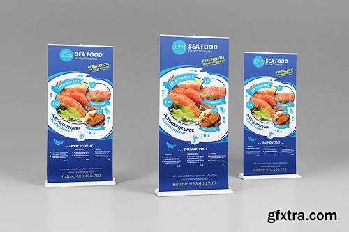 Graphicriver Seafood Restauran - Open hours/ RollUp Template 12370817