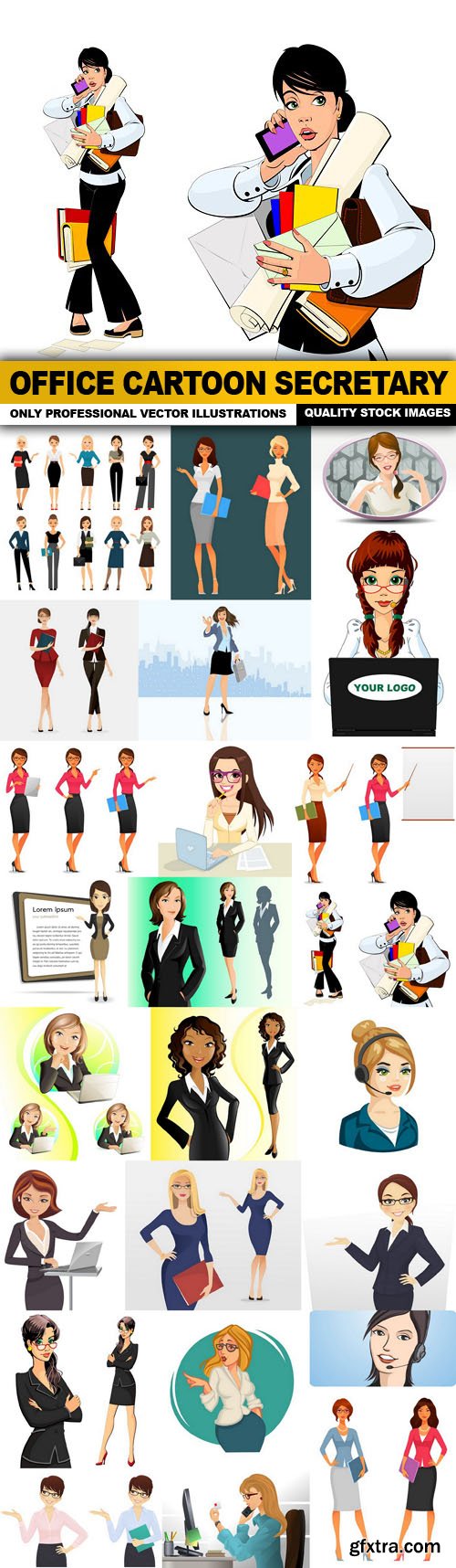 Office Cartoon Secretary - 25 VEctor