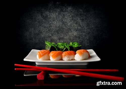 Raw salmon filet, stake and sushi - 83xUHQ JPEG