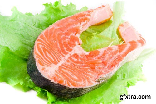 Raw salmon filet, stake and sushi - 83xUHQ JPEG