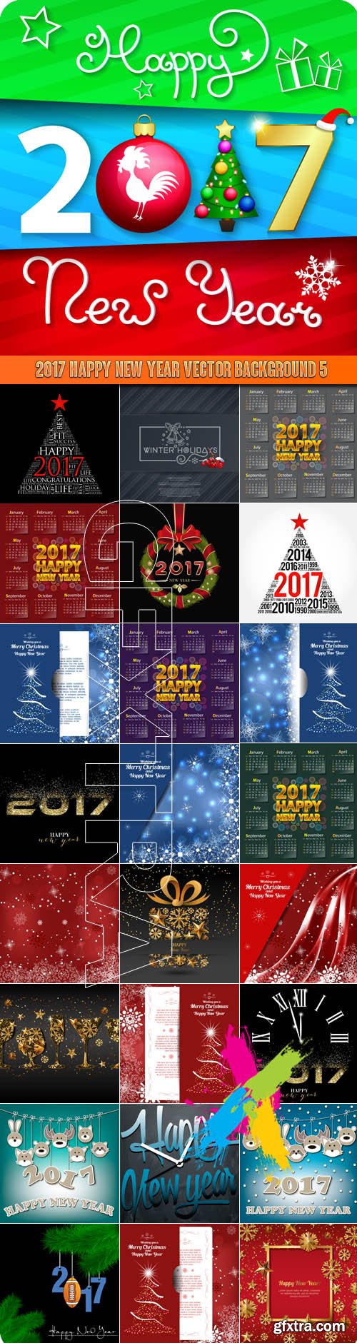 2017 Happy New Year vector background 5