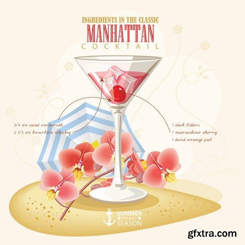 Cocktails illustration 1 - 8 EPS