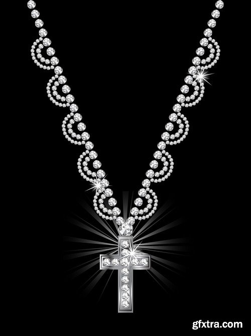 Jewelry on black background - 6 EPS