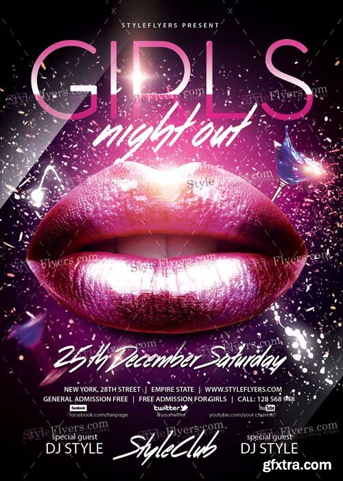 Girls Night Out PSD V12 Flyer Template