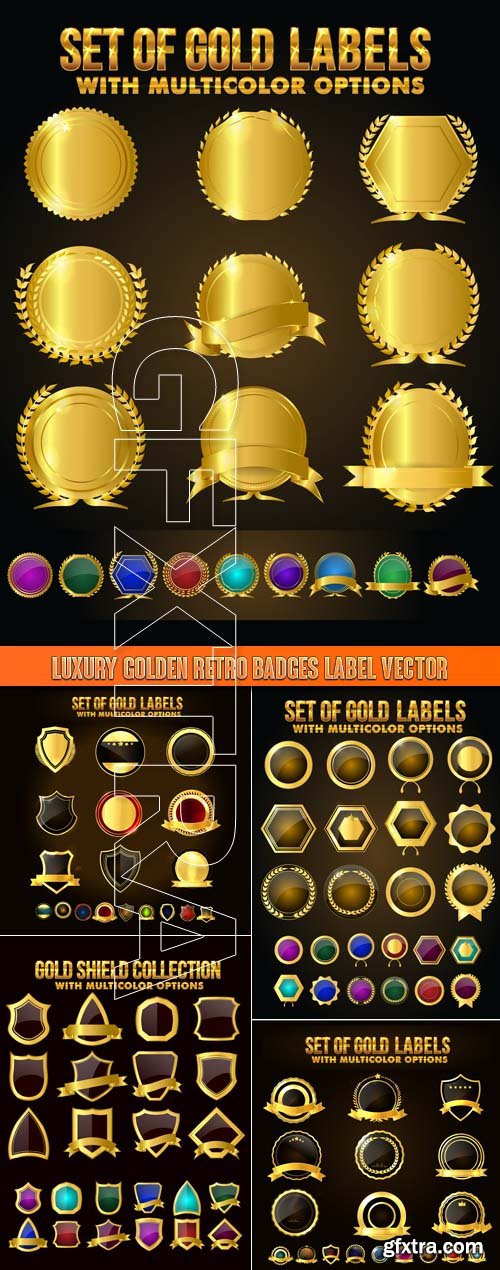 Luxury golden retro badges label vector