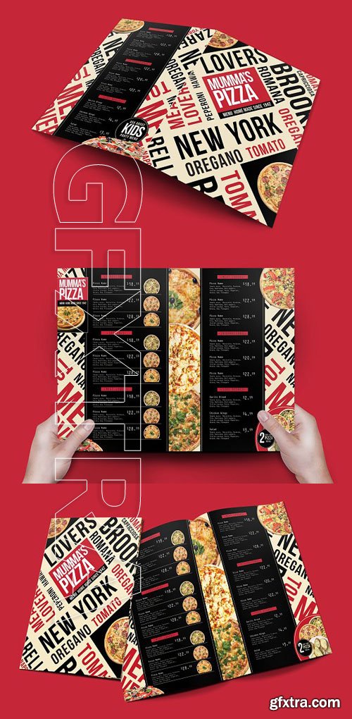 CM Folding A3 Pizza Menu Template 947112