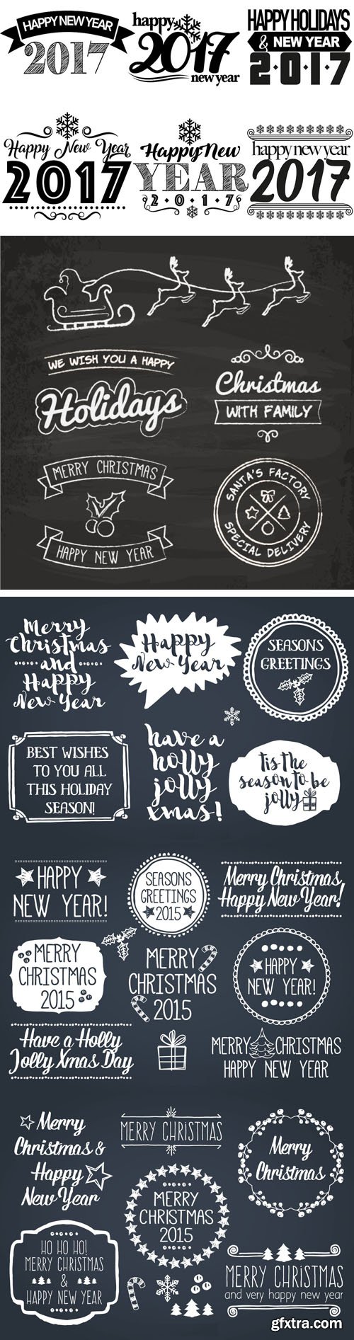 2017 Happy New Year Labels in Vector [AI/EPS]