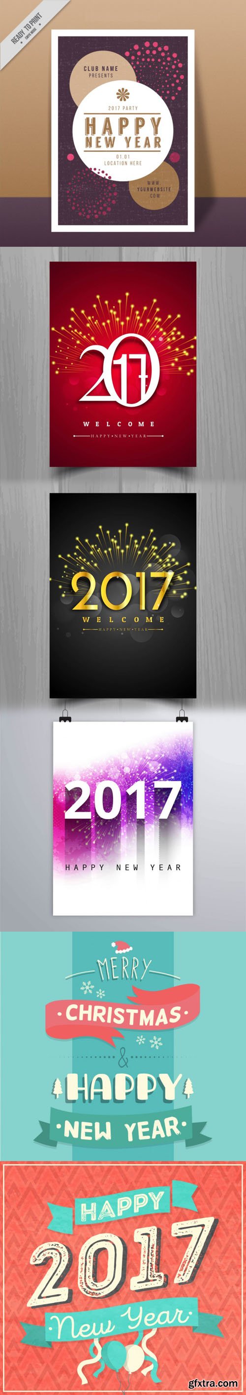 Happy 2017 Cards & Posters in Vector [AI/EPS]