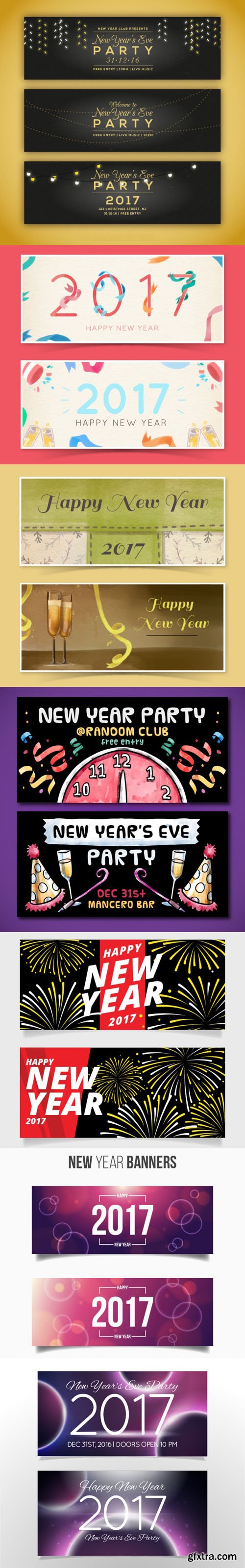 Pack of New Year Banners in Vector [AI/EPS]