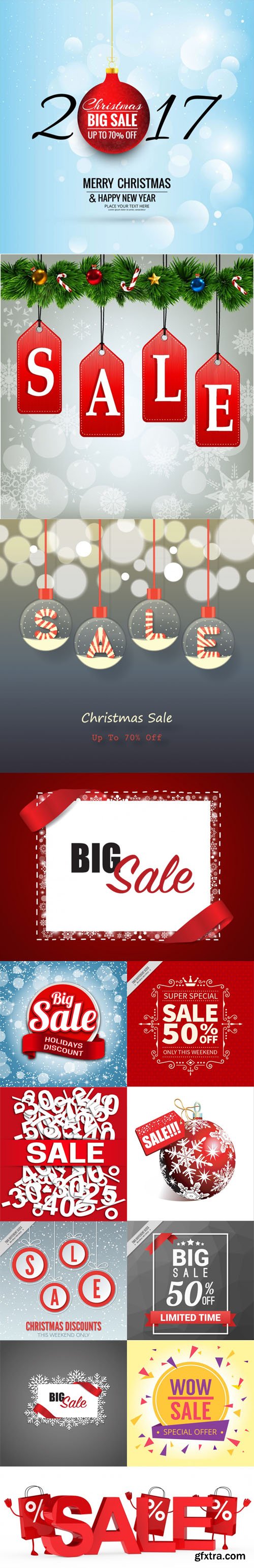 14 New Year Sales Backgrounds in Vector [AI/EPS]