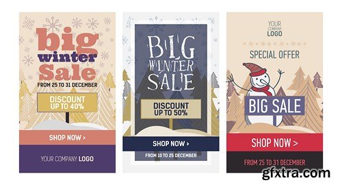 Christmas Winter Poster Sale - 12 Vector