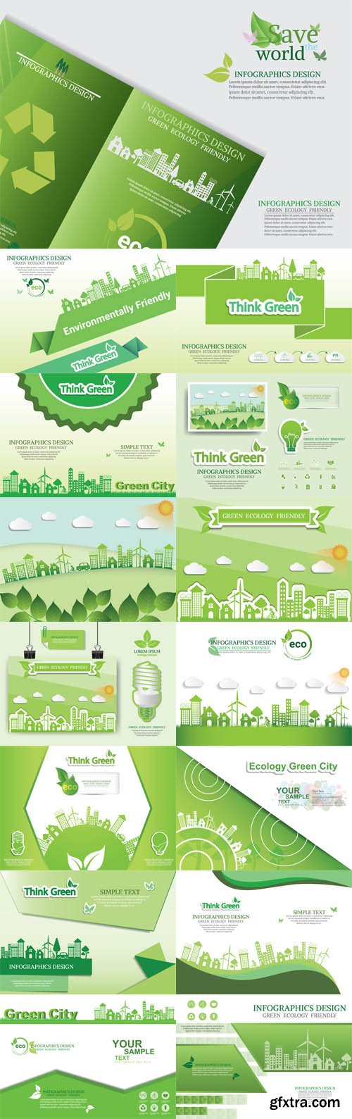 Vector Set - Ecology Connection Concept Backgrounds