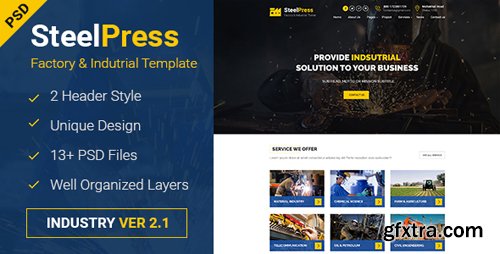 ThemeForest - SteelPress - Industrial & Factory Business PSD Template 18707486