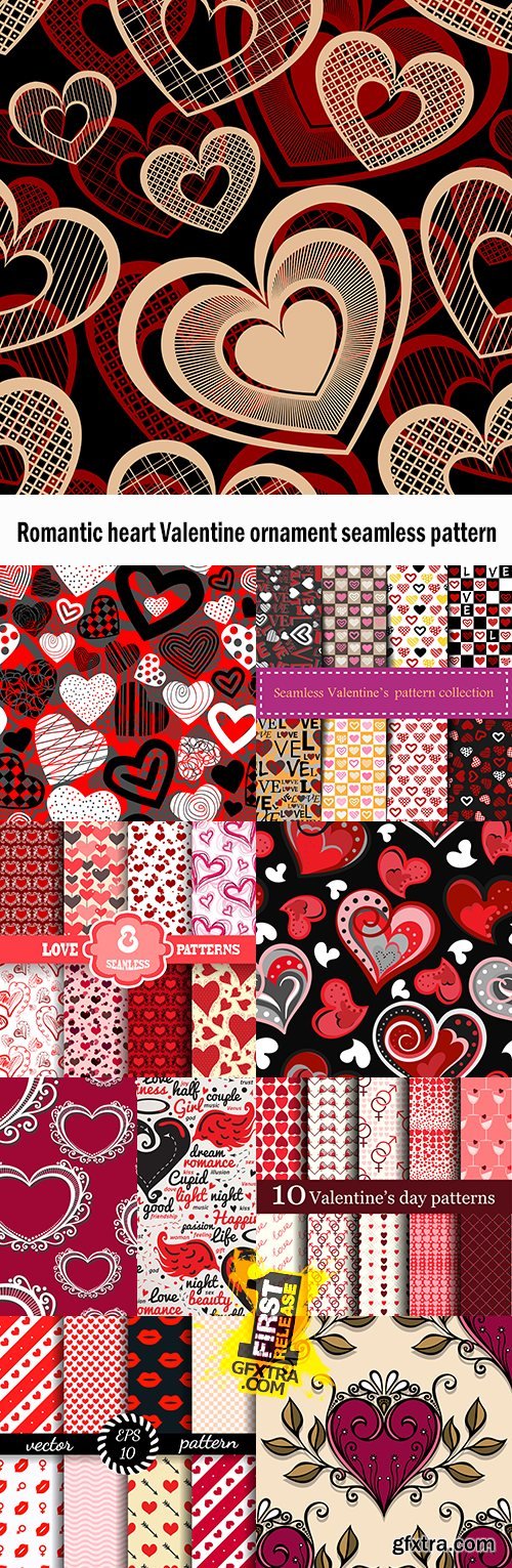 Romantic heart Valentine ornament seamless pattern