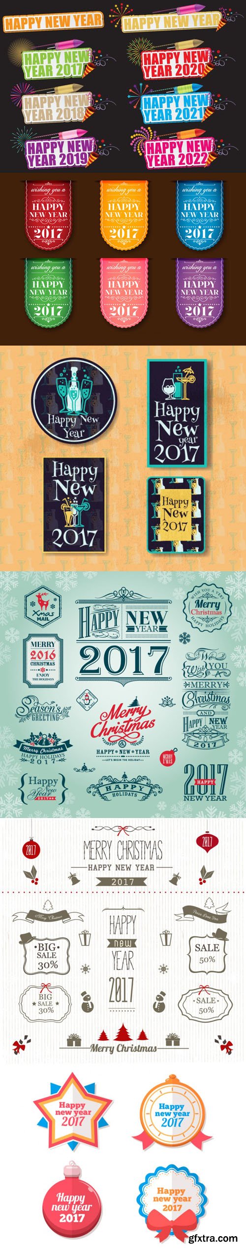 New Year 2017 Labels & Stickers in Vector [6 Templates]