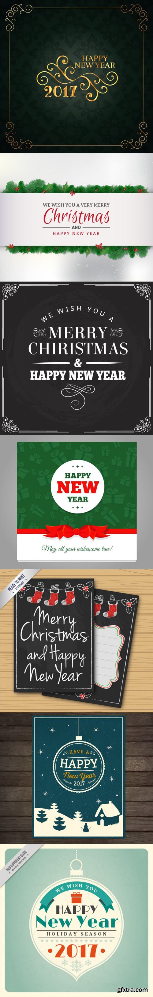 New Year 2017 Greeting Cards in Vector [7 Templates]