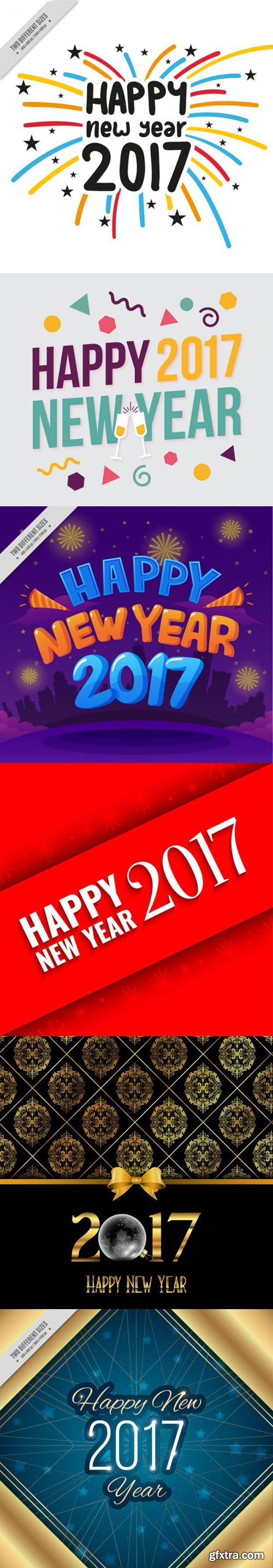 Happy New Year 2017 Backgrounds in Vector [6 Templates]