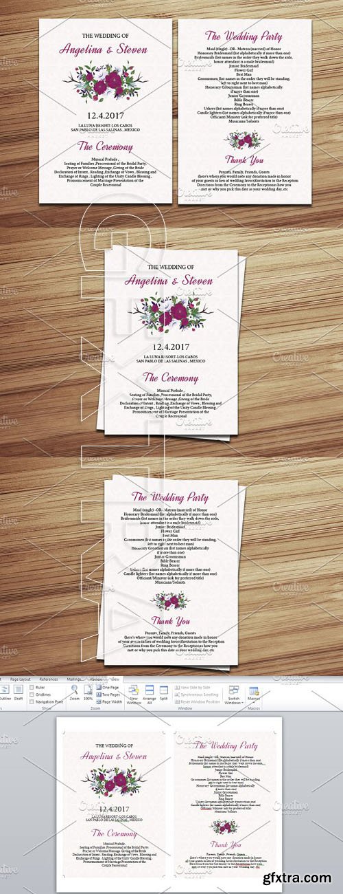 CM Floral Wedding Fan Program Template 1113220