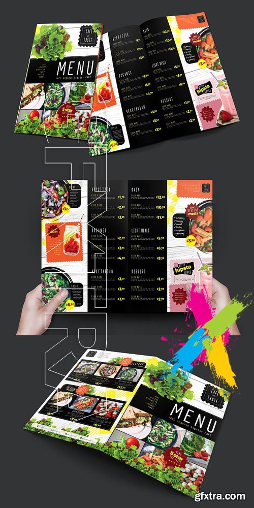 Folding A3 Salad Menu Template 947180