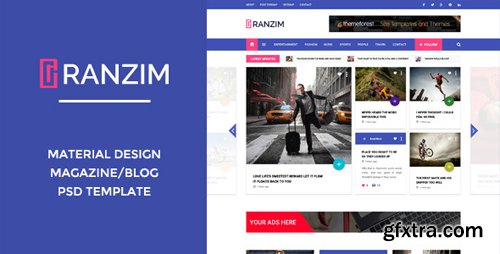 ThemeForest - Ranzim - Material Design Blog PSD Template 10760803