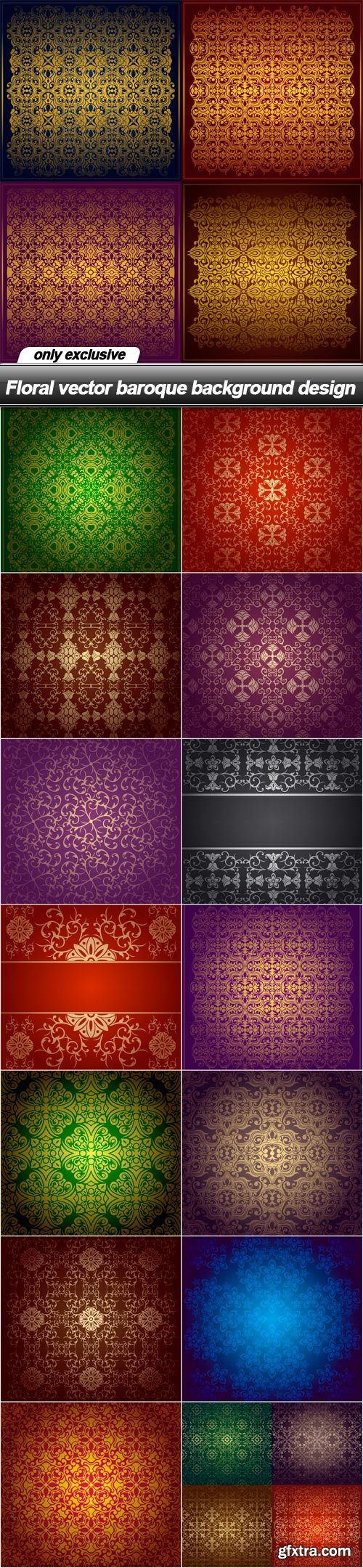 Floral vector baroque background design - 15 EPS