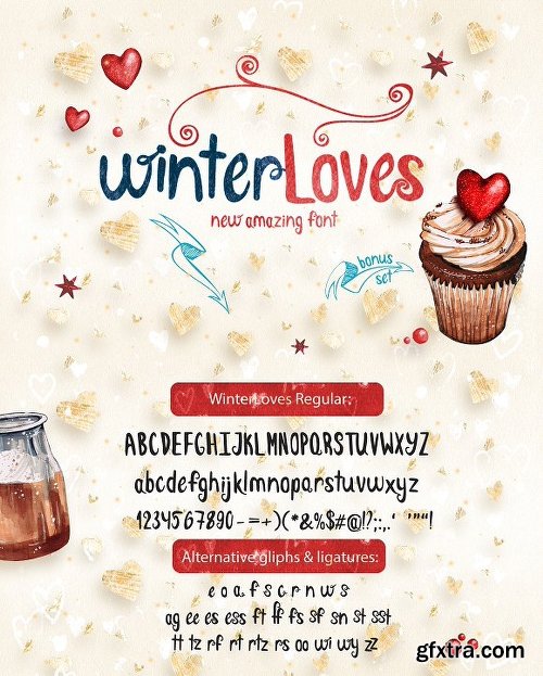 CreativeMarket WinterLoves font + bonus 1130249