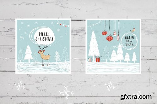 CreativeMarket 6 Christmas cards with lettering 1116611