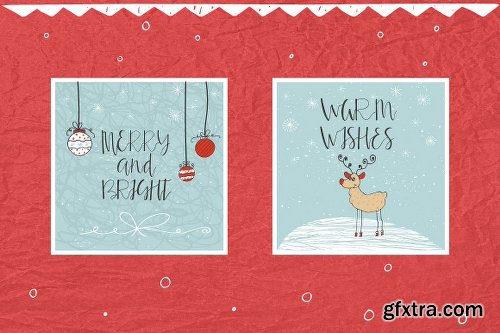 CreativeMarket 6 hand drawn Christmas cards 1118317