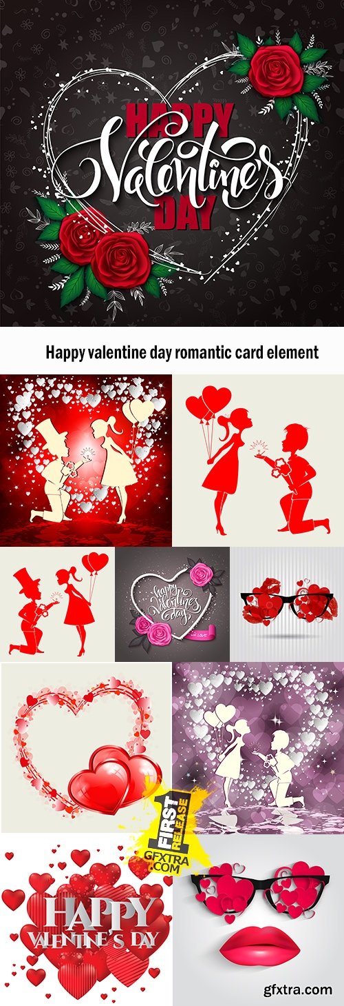 Happy valentine day romantic card element