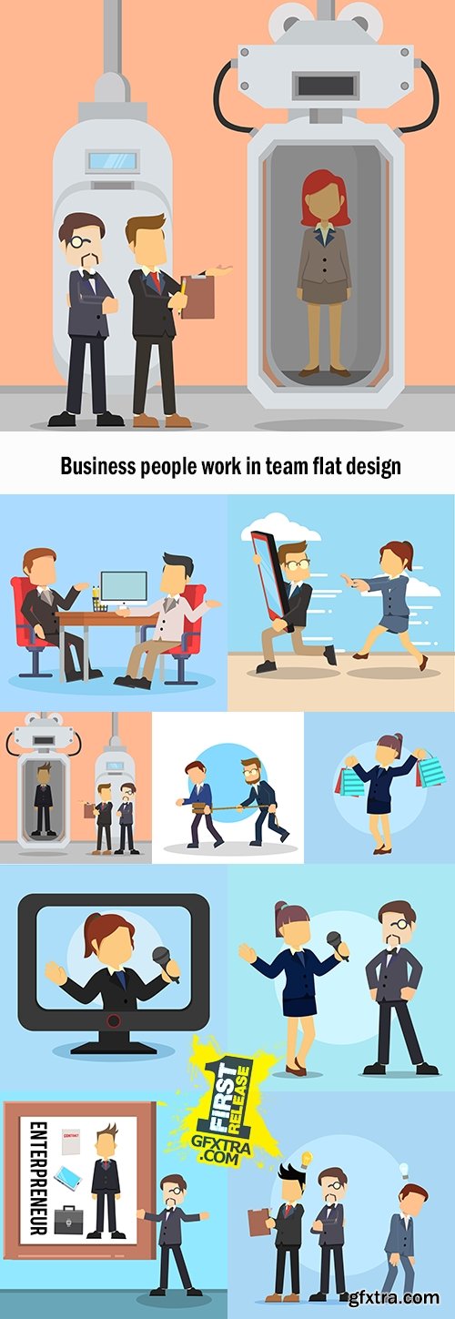 Business people work in team flat design