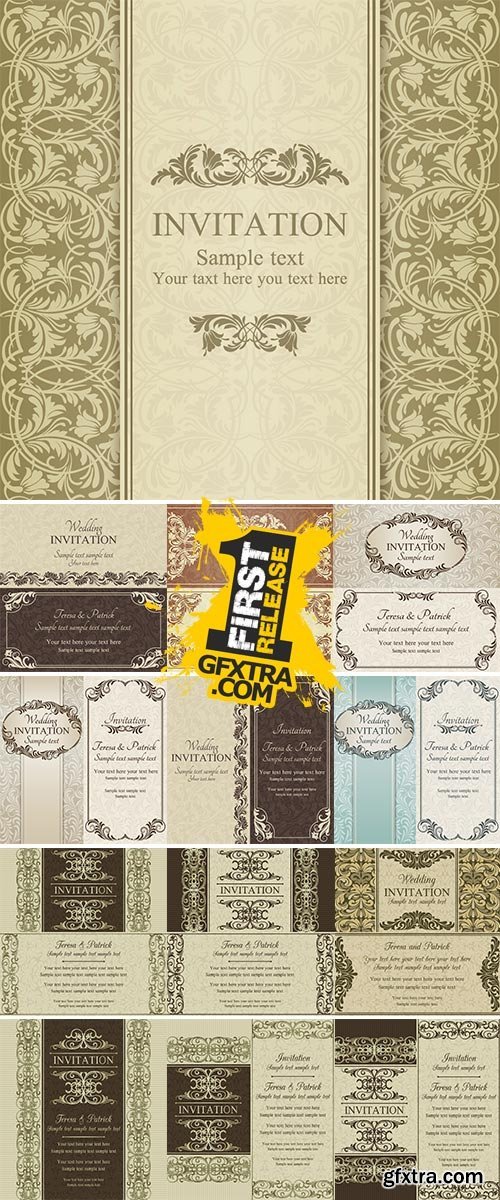 Antique baroque wedding invitation Stock vectors