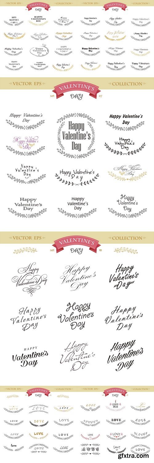 Valentine's Day Calligraphic design elements 6X EPS