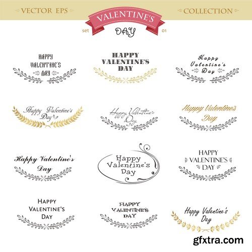 Valentine's Day Calligraphic design elements 6X EPS