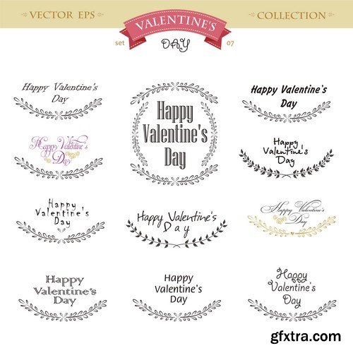 Valentine's Day Calligraphic design elements 6X EPS