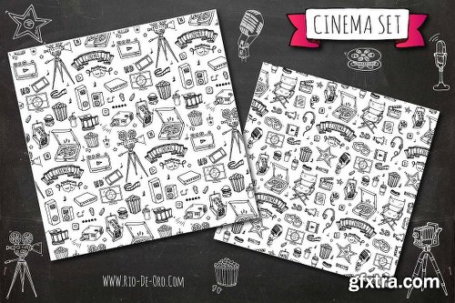 CreativeMarket 74 Cinema hand drawn elements 1129282