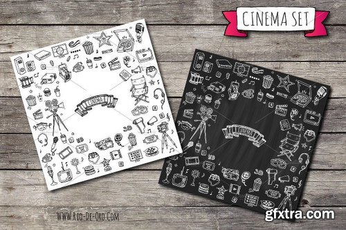 CreativeMarket 74 Cinema hand drawn elements 1129282