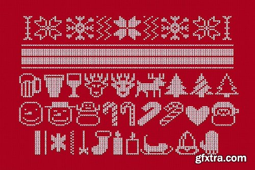 CreativeMarket Ugly Sweater Font & Icon Set 1129562