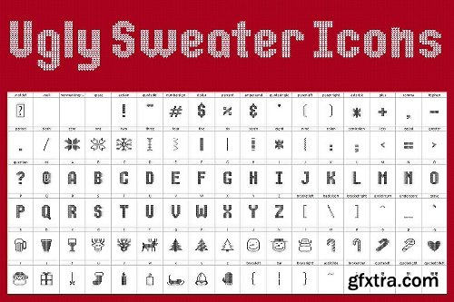 CreativeMarket Ugly Sweater Font & Icon Set 1129562