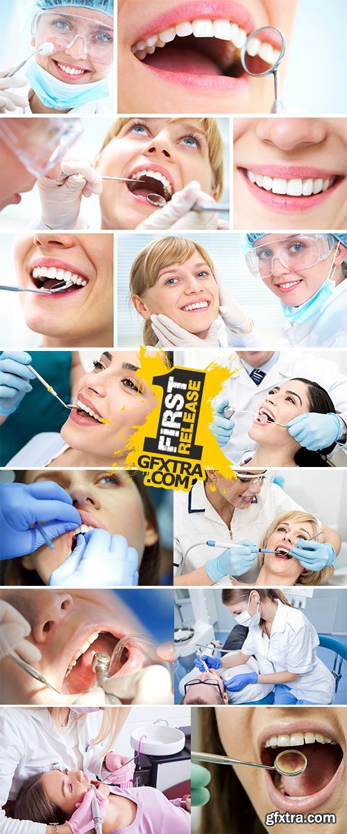 Close up woman getting a dental treatment Stock Images